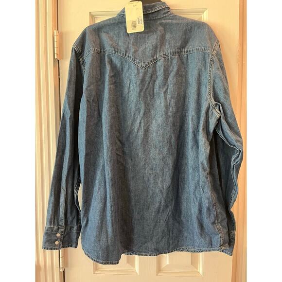 Levi’s Western Standard Fit Pearl Snap Button Down Men XXL Cowboy Work Denim - Picture 4 of 11